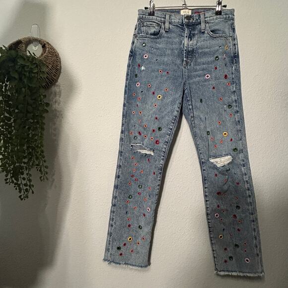 AO.LA  Alice + Olivia Whimsical Grommet Jean Sz 28 Indie High Rise MSRP $495.00 - Picture 3 of 11